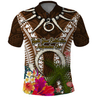 Vanuatu Selebretem 44th Indipendens Dei Polo Shirt Yumi Pig Tusk and Namele Fern LT03 Brown - Polynesian Pride