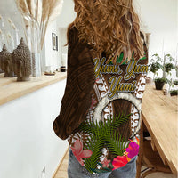 Vanuatu Selebretem 44th Indipendens Dei Women Casual Shirt Yumi Pig Tusk and Namele Fern LT03 - Polynesian Pride