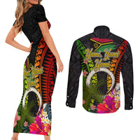 Vanuatu Independence Day Couples Matching Short Sleeve Bodycon Dress and Long Sleeve Button Shirt Tugeta Yumi Selebretem Indipendens Dei LT03 - Polynesian Pride