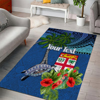Personalised Fiji Independence Day Area Rug Fijian Coat of Arms Palm and Hibiscus Tapa Pattern LT03 - Polynesian Pride