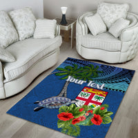 Personalised Fiji Independence Day Area Rug Fijian Coat of Arms Palm and Hibiscus Tapa Pattern LT03 - Polynesian Pride