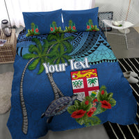 Personalised Fiji Independence Day Bedding Set Fijian Coat of Arms Palm and Hibiscus Tapa Pattern LT03 - Polynesian Pride