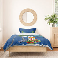 Personalised Fiji Independence Day Bedding Set Fijian Coat of Arms Palm and Hibiscus Tapa Pattern LT03 - Polynesian Pride