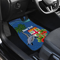 Personalised Fiji Independence Day Car Mats Fijian Coat of Arms Palm and Hibiscus Tapa Pattern LT03 - Polynesian Pride