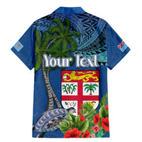 Personalised Fiji Independence Day Family Matching Mermaid Dress and Hawaiian Shirt Fijian Coat of Arms Palm and Hibiscus Tapa Pattern LT03 - Polynesian Pride