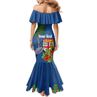 Personalised Fiji Independence Day Family Matching Mermaid Dress and Hawaiian Shirt Fijian Coat of Arms Palm and Hibiscus Tapa Pattern LT03 - Polynesian Pride