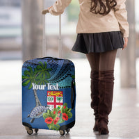 Personalised Fiji Independence Day Luggage Cover Fijian Coat of Arms Palm and Hibiscus Tapa Pattern LT03 - Polynesian Pride
