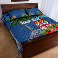 Personalised Fiji Independence Day Quilt Bed Set Fijian Coat of Arms Palm and Hibiscus Tapa Pattern LT03 - Polynesian Pride