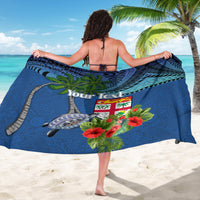 Personalised Fiji Independence Day Sarong Fijian Coat of Arms Palm and Hibiscus Tapa Pattern LT03 - Polynesian Pride