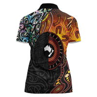 New Zealand and Australia Together Women Polo Shirt Maori Tattoo Paua Shell mix Aboriginal Pattern LT03 - Polynesian Pride