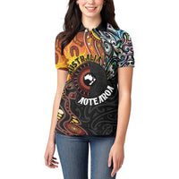 New Zealand and Australia Together Women Polo Shirt Maori Tattoo Paua Shell mix Aboriginal Pattern LT03 - Polynesian Pride