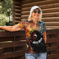 New Zealand and Australia Together Women Polo Shirt Maori Tattoo Paua Shell mix Aboriginal Pattern LT03 - Polynesian Pride