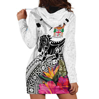 Fiji Iguana Hoodie Dress Tapa Tribal Tattoo and Hibiscus LT03 - Polynesian Pride