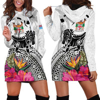 Fiji Iguana Hoodie Dress Tapa Tribal Tattoo and Hibiscus LT03 - Polynesian Pride