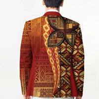 Samoan Pacific Tribal Flower Geometric Art Tattoos Blazer Siapo Pattern Flame Sunset LT03 - Polynesian Pride