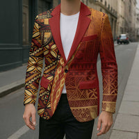 Samoan Pacific Tribal Flower Geometric Art Tattoos Blazer Siapo Pattern Flame Sunset LT03 - Polynesian Pride