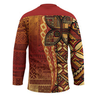 Samoan Pacific Tribal Flower Geometric Art Tattoos Hockey Jersey Siapo Pattern Flame Sunset - Polynesian Pride