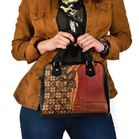 Samoan Pacific Tribal Flower Geometric Art Tattoos Shoulder Handbag Siapo Pattern Flame Sunset - Polynesian Pride