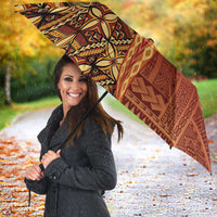 Samoan Pacific Tribal Flower Geometric Art Tattoos Umbrella Siapo Pattern Flame Sunset - Polynesian Pride