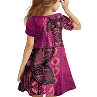 Samoan Pacific Tribal Flower Geometric Art Tattoos Family Matching Off The Shoulder Long Sleeve Dress and Hawaiian Shirt Siapo Pattern Romantic Rose LT03 - Polynesian Pride