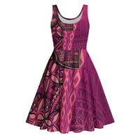 Samoan Pacific Tribal Flower Geometric Art Tattoos Midi Dress Siapo Pattern Romantic Rose - Polynesian Pride