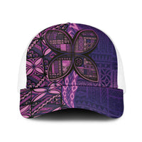 Samoan Pacific Tribal Flower Geometric Art Tattoos Baseball Net Cap Siapo Pattern Purple Haze - Polynesian Pride