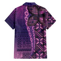 Samoan Pacific Tribal Flower Geometric Art Tattoos Family Matching Short Sleeve Bodycon Dress and Hawaiian Shirt Siapo Pattern Purple Haze LT03 - Polynesian Pride