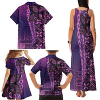 Samoan Pacific Tribal Flower Geometric Art Tattoos Family Matching Tank Maxi Dress and Hawaiian Shirt Siapo Pattern Purple Haze LT03 - Polynesian Pride