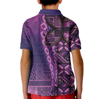 Samoan Pacific Tribal Flower Geometric Art Tattoos Kid Polo Shirt Siapo Pattern Purple Haze LT03 - Polynesian Pride