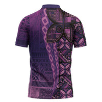 Samoan Pacific Tribal Flower Geometric Art Tattoos Zipper Polo Shirt Siapo Pattern Purple Haze LT03 - Polynesian Pride