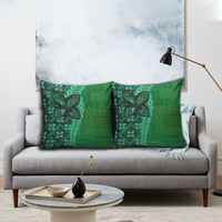 Samoan Pacific Tribal Flower Geometric Art Tattoos Pillow Cover Siapo Pattern Emerald Glow - Polynesian Pride