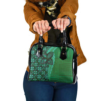 Samoan Pacific Tribal Flower Geometric Art Tattoos Shoulder Handbag Siapo Pattern Emerald Glow - Polynesian Pride