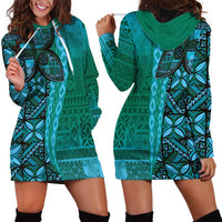 Samoan Pacific Tribal Flower Geometric Art Tattoos Hoodie Dress Siapo Pattern Turquoise Tide LT03 - Polynesian Pride