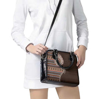 Fijian Masi Tribal Tattoos Art Pattern Shoulder Handbag Brown Color Half Style - Polynesian Pride