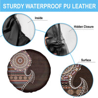 Fijian Masi Tribal Tattoos Art Pattern Spare Tire Cover Brown Color Half Style - Polynesian Pride
