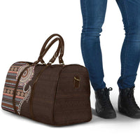 Fijian Masi Tribal Tattoos Art Pattern Travel Bag Brown Color Half Style - Polynesian Pride