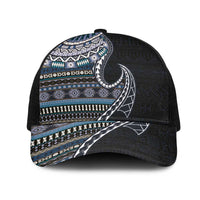 Fijian Masi Tribal Tattoos Art Pattern Mesh Trucker Cap Navy Color Half Style LT03 One Size Black Navy - Polynesian Pride