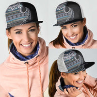 Fijian Masi Tribal Tattoos Art Pattern Mesh Trucker Cap Navy Color Half Style LT03 - Polynesian Pride