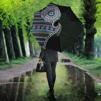 Fijian Masi Tribal Tattoos Art Pattern Umbrella Navy Color Half Style LT03 - Polynesian Pride
