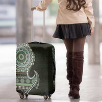 Fijian Masi Tribal Tattoos Art Pattern Luggage Cover Green Color Half Style - Polynesian Pride