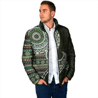 Fijian Masi Tribal Tattoos Art Pattern Padded Jacket Green Color Half Style LT03 - Polynesian Pride