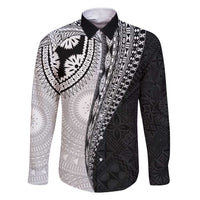 Fijian Masi Tattoos Family Matching Short Sleeve Bodycon Dress and Hawaiian Shirt with Tapa Tribal Pattern LT03 Dad's Shirt - Long Sleeve White - Polynesian Pride