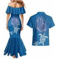 Cook Islands Manihiki Atoll Couples Matching Mermaid Dress and Hawaiian Shirt Maori Turtle and Polynesian Pattern LT03 - Polynesian Pride
