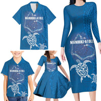 Cook Islands Manihiki Atoll Family Matching Long Sleeve Bodycon Dress and Hawaiian Shirt Maori Turtle and Polynesian Pattern LT03 - Polynesian Pride