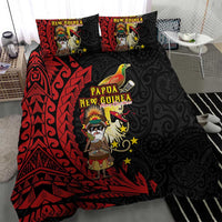 Papua New Guinea Christmas Bedding Set Funny Melanesian Santa with Bird-of-paradise Tribal Style LT03 - Polynesian Pride