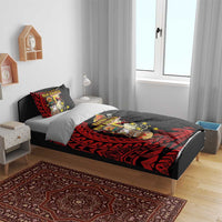 Papua New Guinea Christmas Bedding Set Funny Melanesian Santa with Bird-of-paradise Tribal Style LT03 - Polynesian Pride