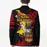 Papua New Guinea Christmas Blazer Funny Melanesian Santa with Bird-of-paradise Tribal Style LT03 - Polynesian Pride