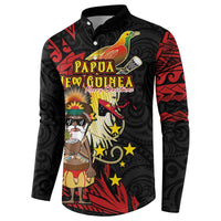 Papua New Guinea Christmas Button Sweatshirt Funny Melanesian Santa with Bird-of-paradise Tribal Style LT03 - Polynesian Pride