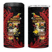 Papua New Guinea Christmas 4 in 1 Can Cooler Tumbler Funny Melanesian Santa with Bird-of-paradise Tribal Style LT03 One Size: 16 oz Black - Polynesian Pride