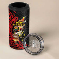 Papua New Guinea Christmas 4 in 1 Can Cooler Tumbler Funny Melanesian Santa with Bird-of-paradise Tribal Style LT03 - Polynesian Pride